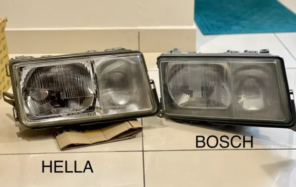 NOS HELLA Mercedes-Benz W201 Euro 190E HEADLIGHTS PAIR RARE CHROME REFLECTIVE - Image 4