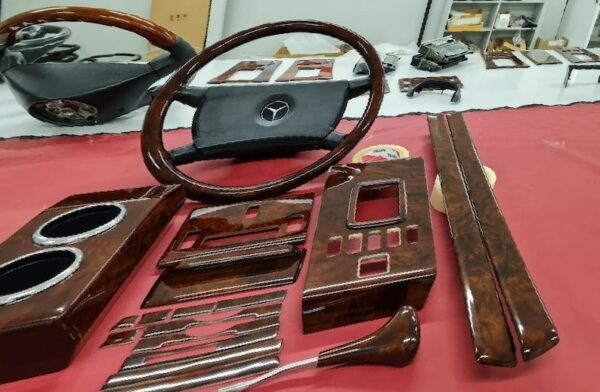 Full set mercedes wood trim for r107 sl mercedes burlwood dashboard trim set - Image 2