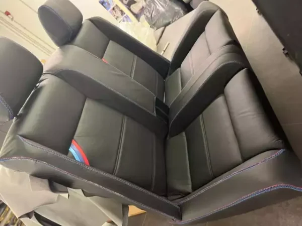 BMW E30 convertible E30 M3 black leather front sports seats. Left + right. - Image 6