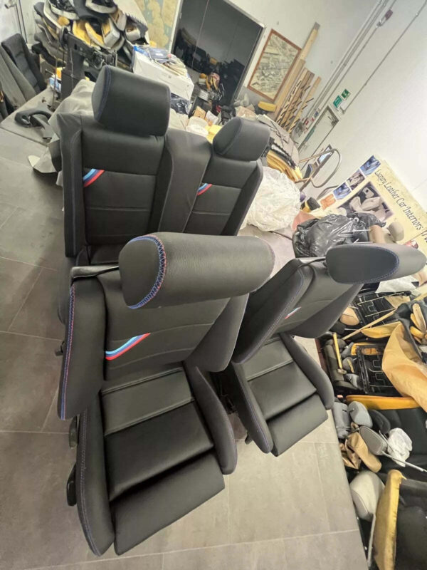BMW E30 convertible E30 M3 black leather front sports seats. Left + right. - Image 7