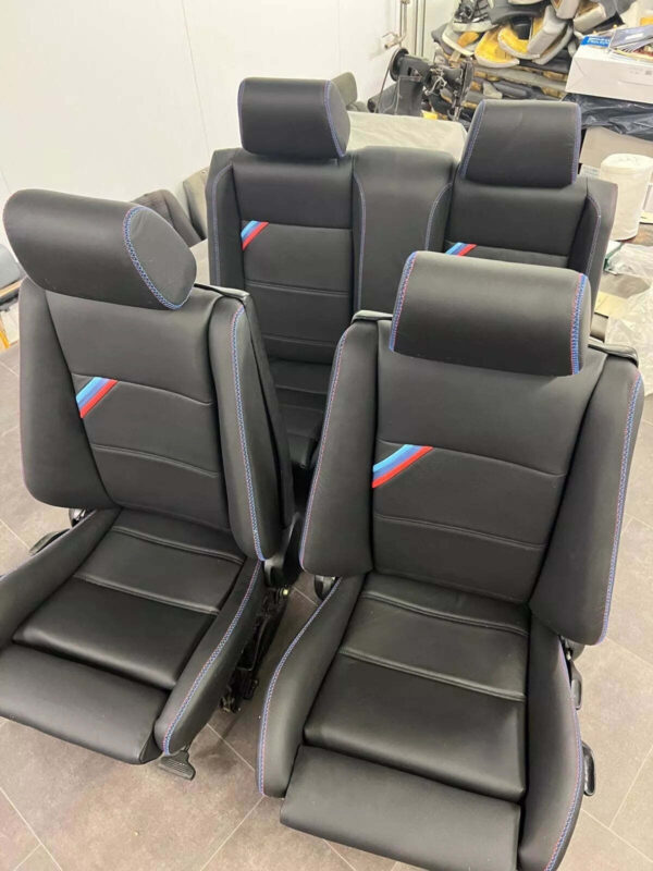 BMW E30 convertible E30 M3 black leather front sports seats. Left + right. - Image 9