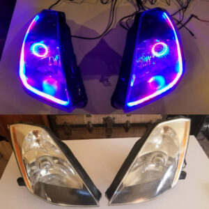 Custom retrofitted headlights for Nissan 350Z models.